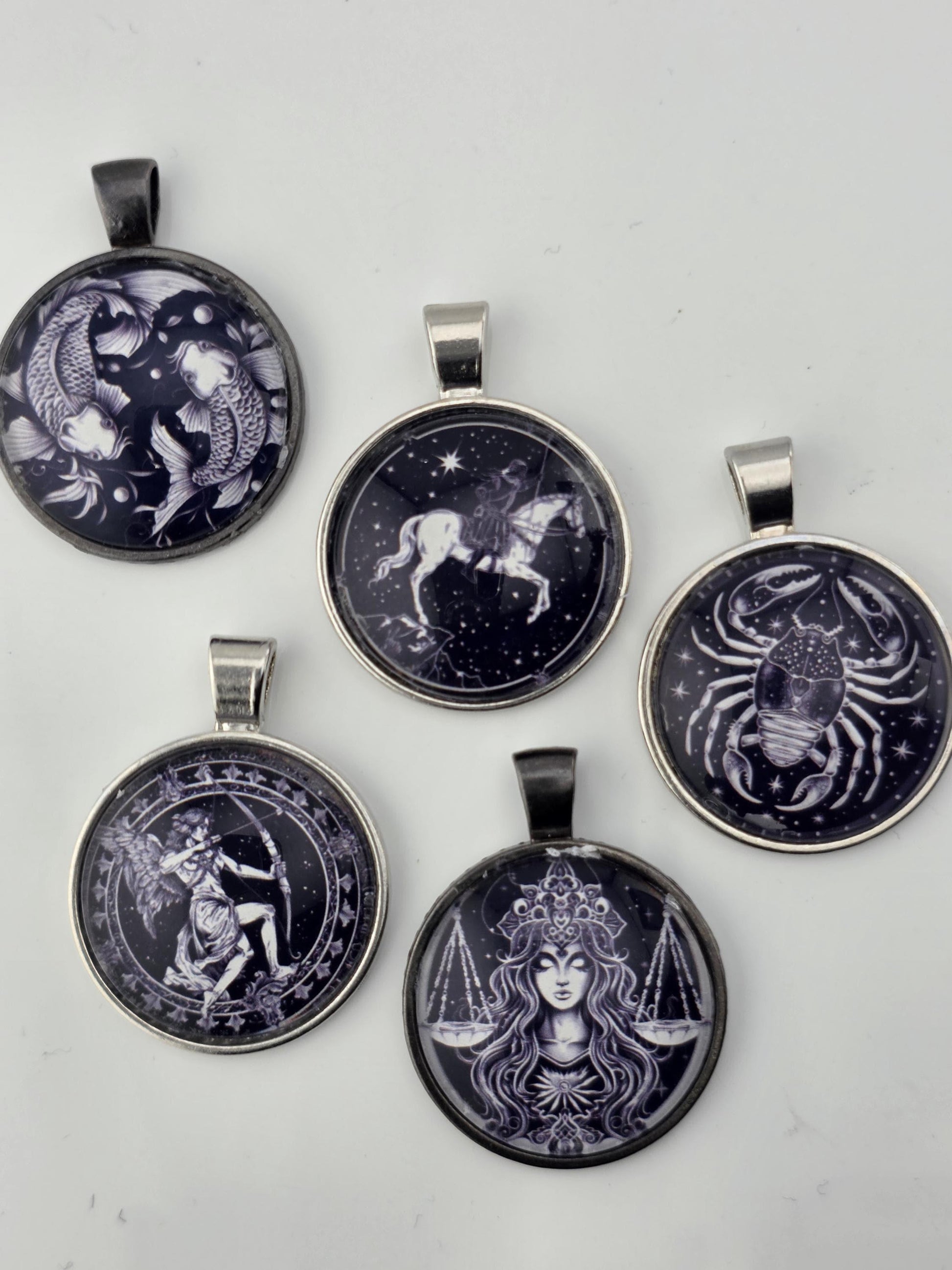 Starborn Bead Soup Mix | Inky Purple and Silver Glass Beads | Zodiac Cabochon Pendants | DIY Jewelry Making | Learise Curated Mix