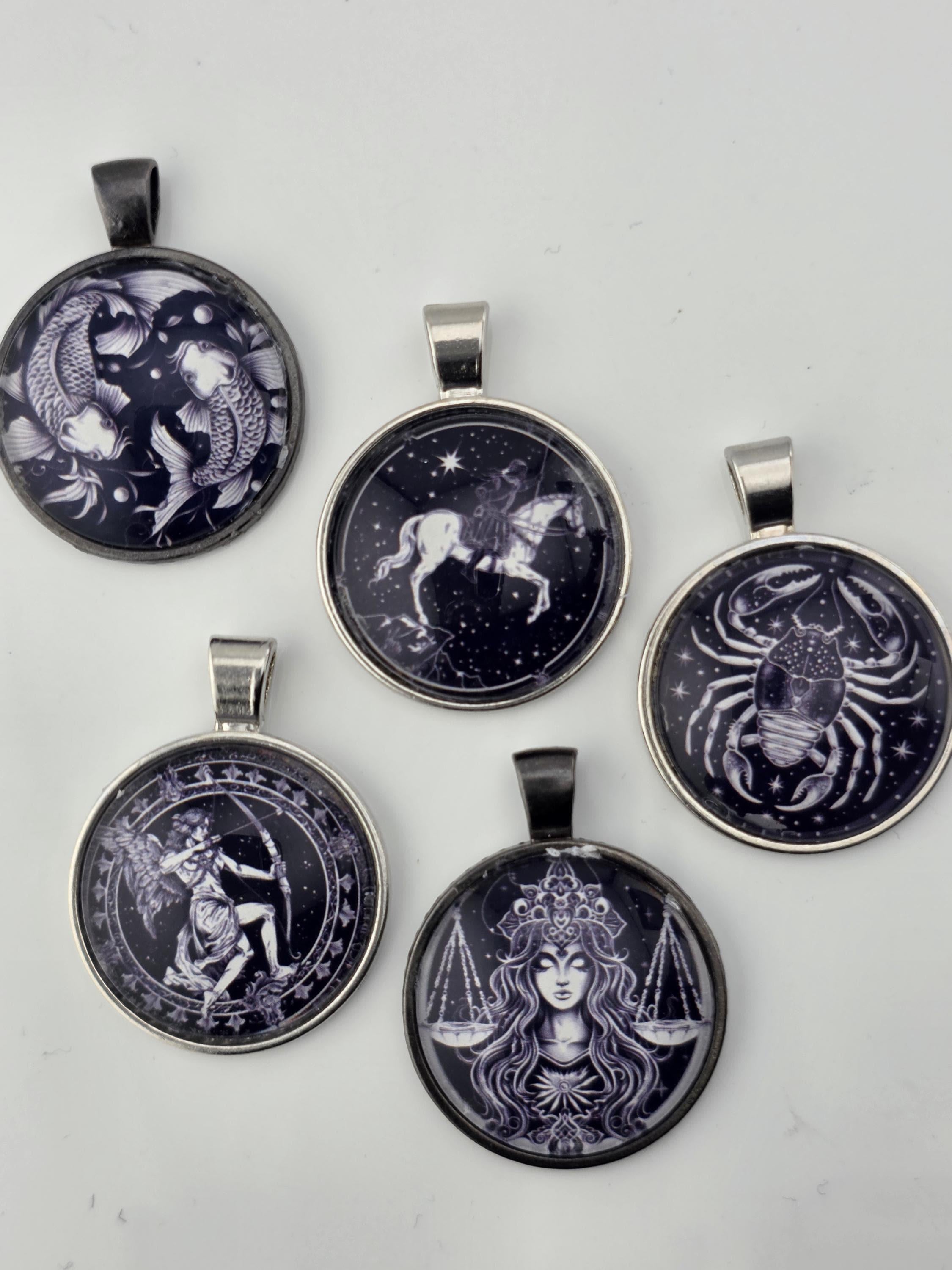 Starborn Bead Soup Mix | Inky Purple and Silver Glass Beads | Zodiac Cabochon Pendants | DIY Jewelry Making | Learise Curated Mix