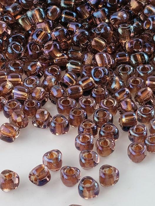 Lt Rose/Copper Inside Color Lined Sparkle Miyuki Triangle Size 8/0 (15g Pkg)