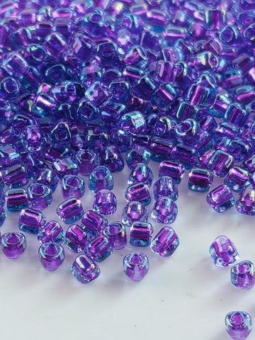 Blue/Fuchsia Inside Color Lined Miyuki Triangle Size 8/0 (15g Pkg)