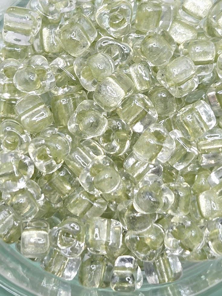 Crystal/Light Celery Inside Color Lined Sparkle Miyuki Triangle Size 5/0 (15g Pkg)