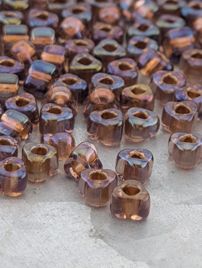 Lt Rose/Copper Inside Color Lined Sparkle Miyuki Triangle Size 5/0 (15g Pkg) | Japanese Seed Beads | Bead Weaving Embroidery Supply