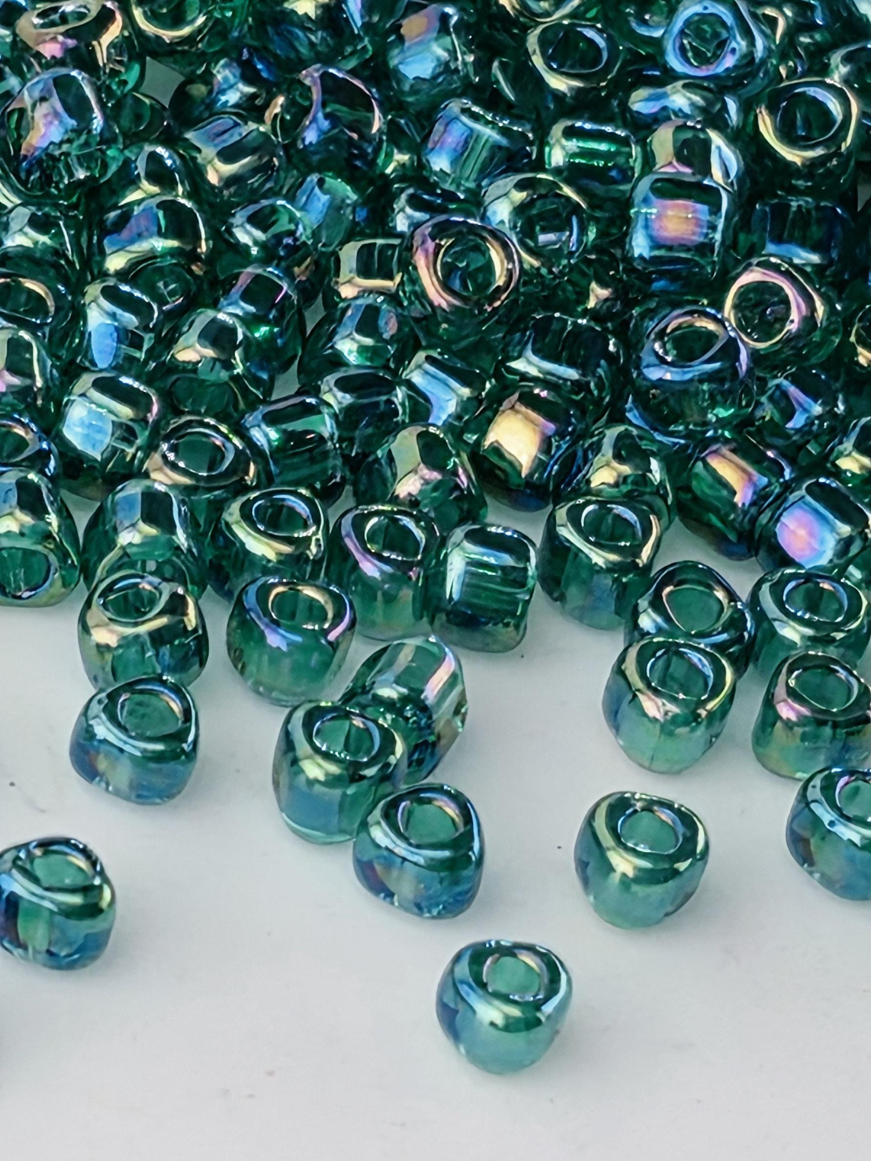 Medium Green Translucent Rainbow Miyuki Triangle Size 8/0 (15g Pkg)