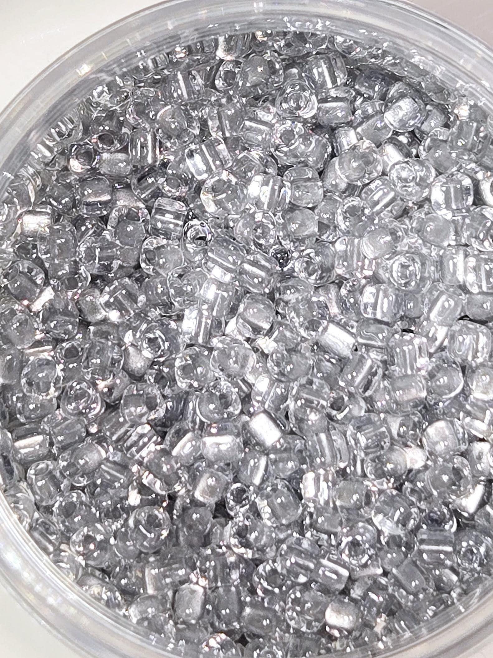Crystal/Silver Inside Color Lined Sparkle Miyuki Triangle Size 8/0 (15g Pkg)