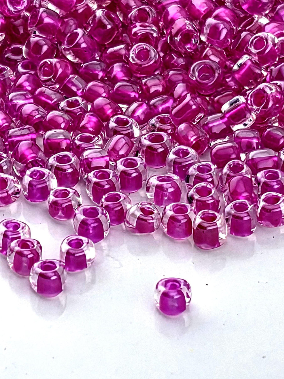 Crystal/Fuchsia Inside Color Lined Miyuki Triangle Size 10/0 (15g Pkg) | Japanese Seed Beads | Bead Weaving Embroidery Supply | DIY Jewelry