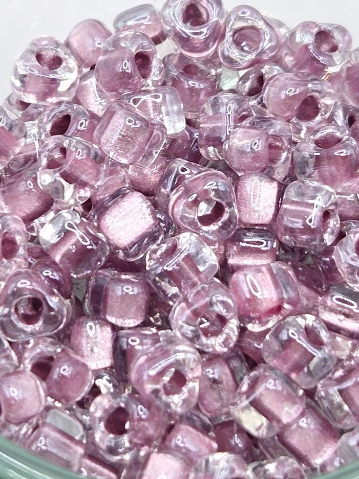 Crystal/Amethyst Inside Color Lined Sparkle Miyuki Triangle Size 5/0 (15g Pkg)