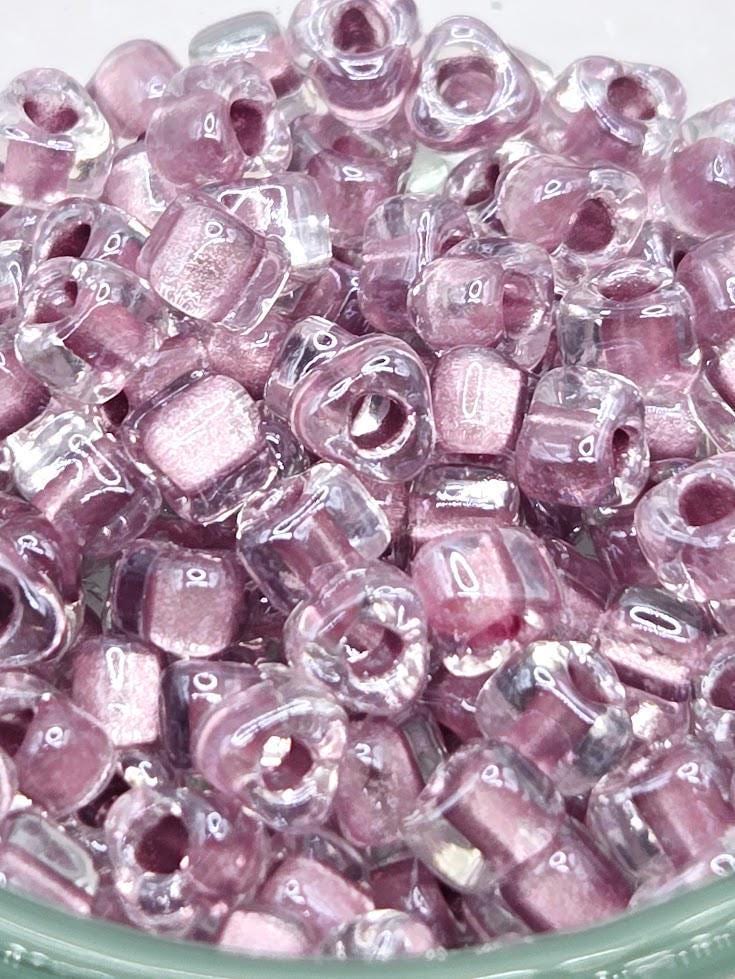 Crystal/Amethyst Inside Color Lined Sparkle Miyuki Triangle Size 5/0 (15g Pkg)
