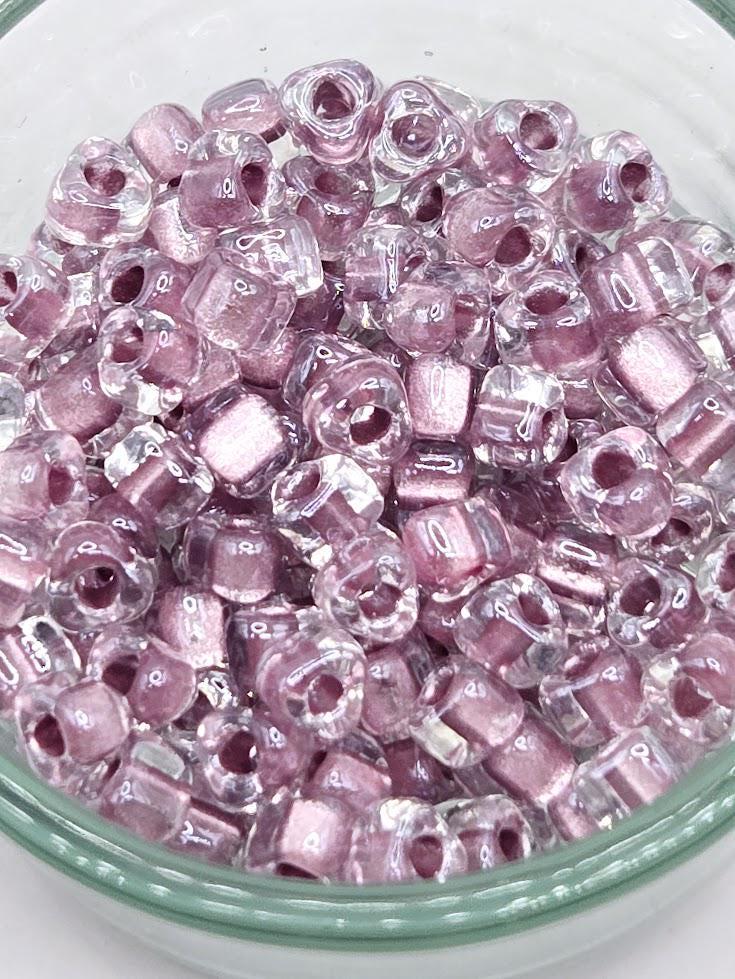 Crystal/Amethyst Inside Color Lined Sparkle Miyuki Triangle Size 5/0 (15g Pkg)