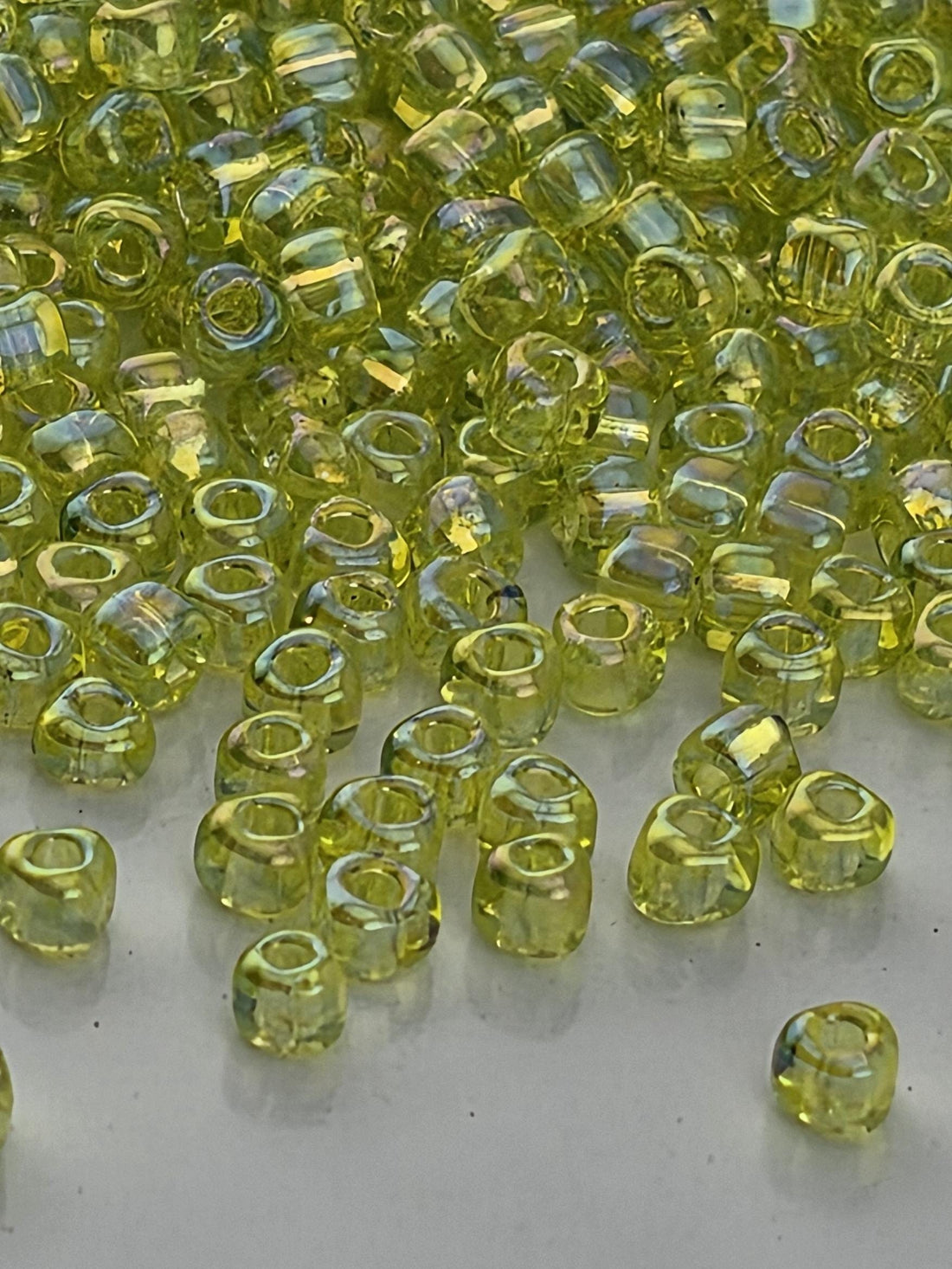 Lime Green Translucent Rainbow Miyuki Triangle Size 10/0 (15g Pkg)