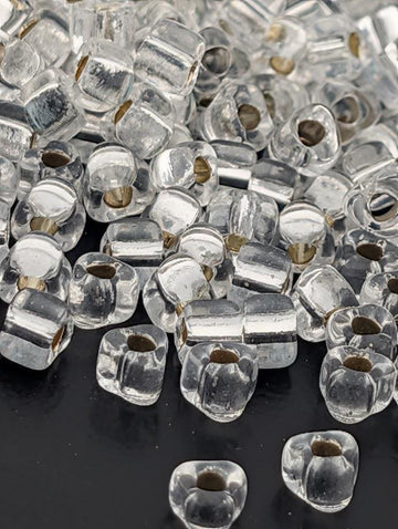 Crystal Translucent Silver Lined Miyuki Triangle Size 5/0 (15g Pkg)