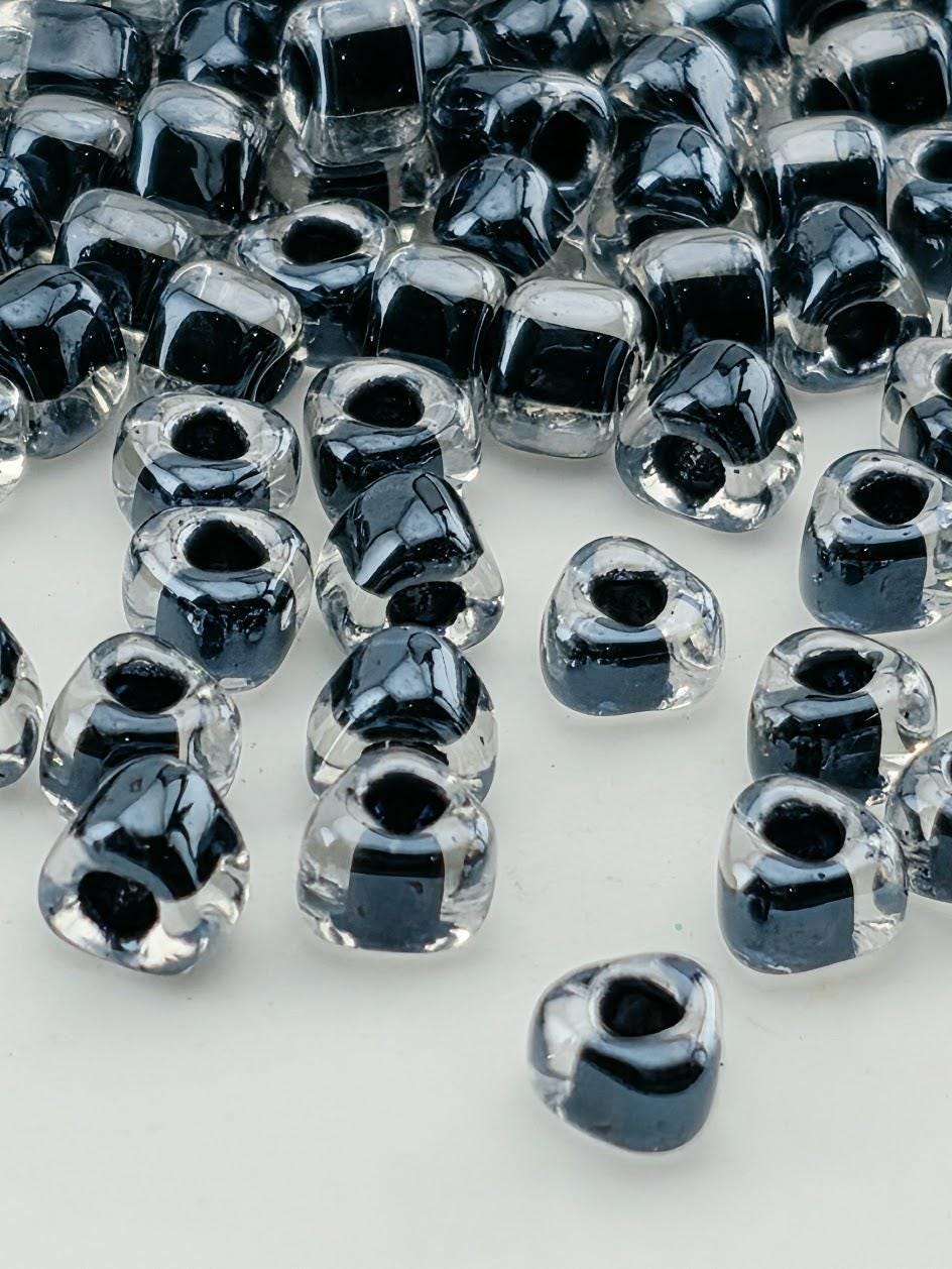 Crystal/Black Inside Color Lined Miyuki Triangle Size 5/0 (15g Pkg)