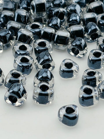 Crystal/Black Inside Color Lined Miyuki Triangle Size 5/0 (15g Pkg)