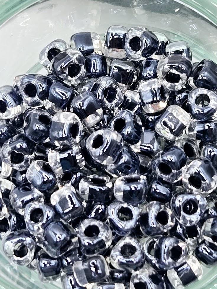Crystal/Black Inside Color Lined Miyuki Triangle Size 5/0 (15g Pkg)
