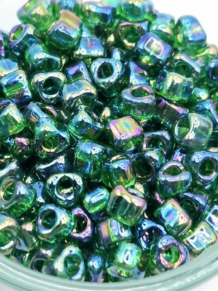 Kelly Green Translucent Rainbow Miyuki Triangle Size 5/0 (15g Pkg)