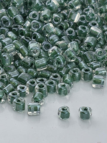 Crystal/Hunter Green Inside Color Lined Sparkle Miyuki Triangle Size 10/0 (15g Pkg)