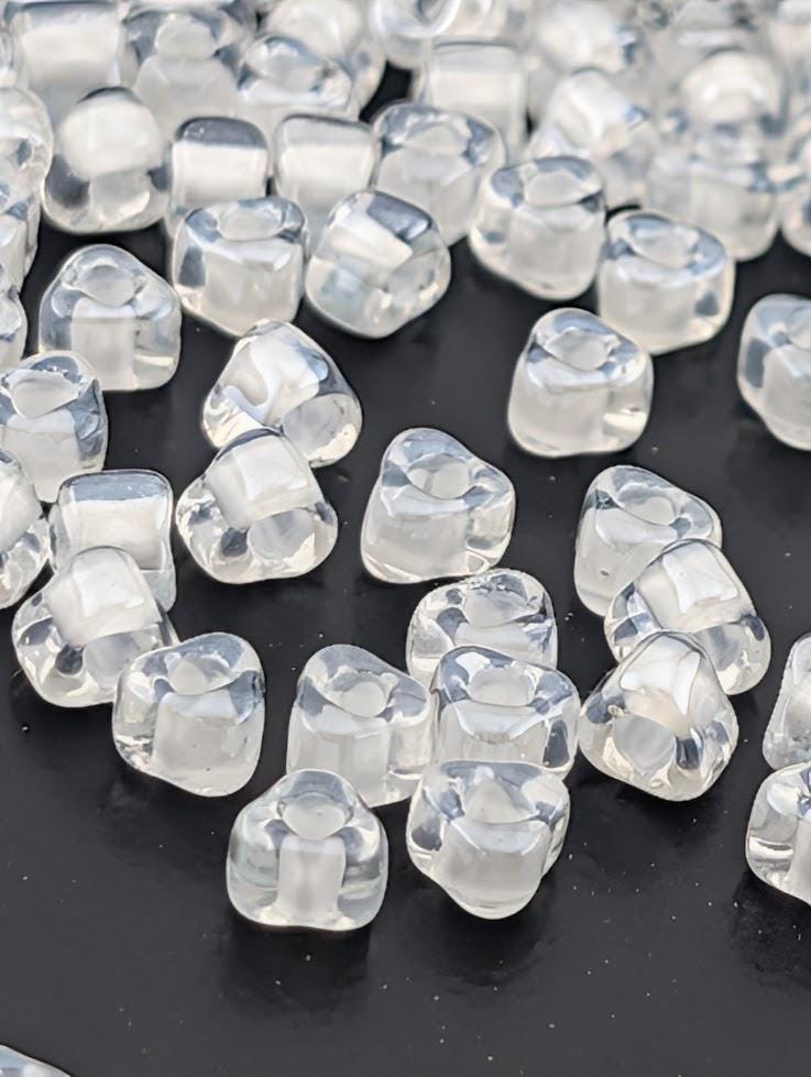 Crystal/White Inside Color Lined Miyuki Triangle Size 5/0 (15g Pkg)