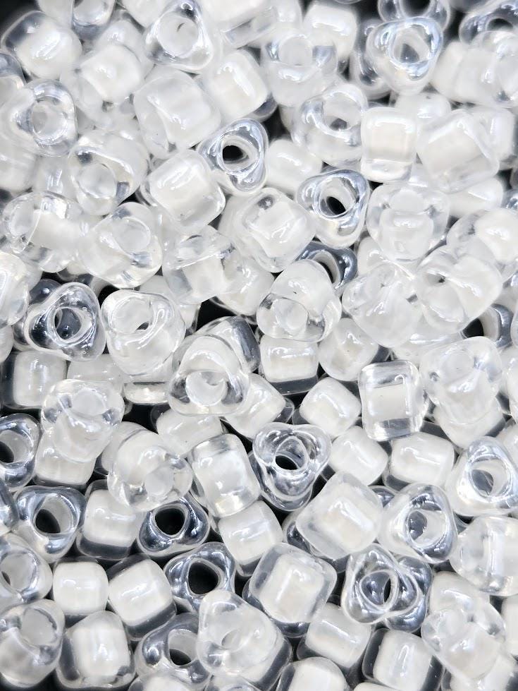 Crystal/White Inside Color Lined Miyuki Triangle Size 5/0 (15g Pkg)