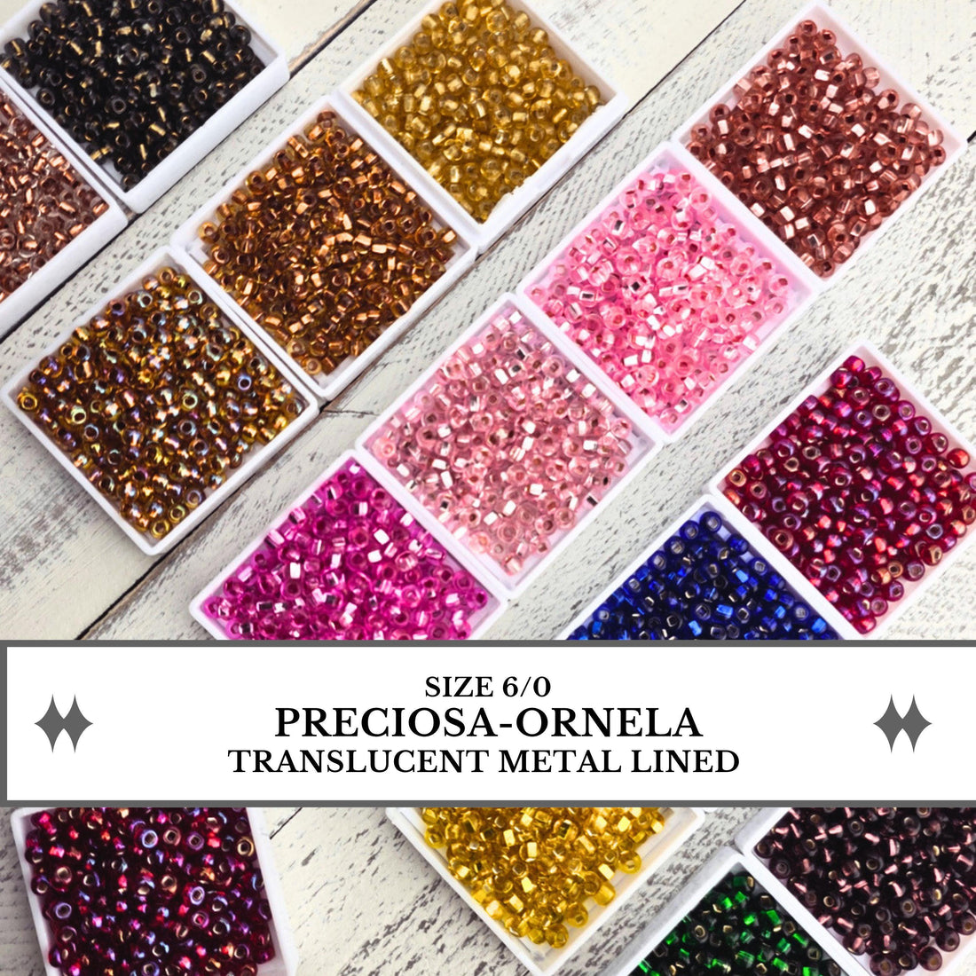 Silver Lined Size 6/0 Preciosa-Ornela Glass Seed Beads 15g
