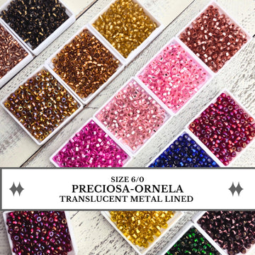Silver Lined Size 6/0 Preciosa-Ornela Glass Seed Beads 15g