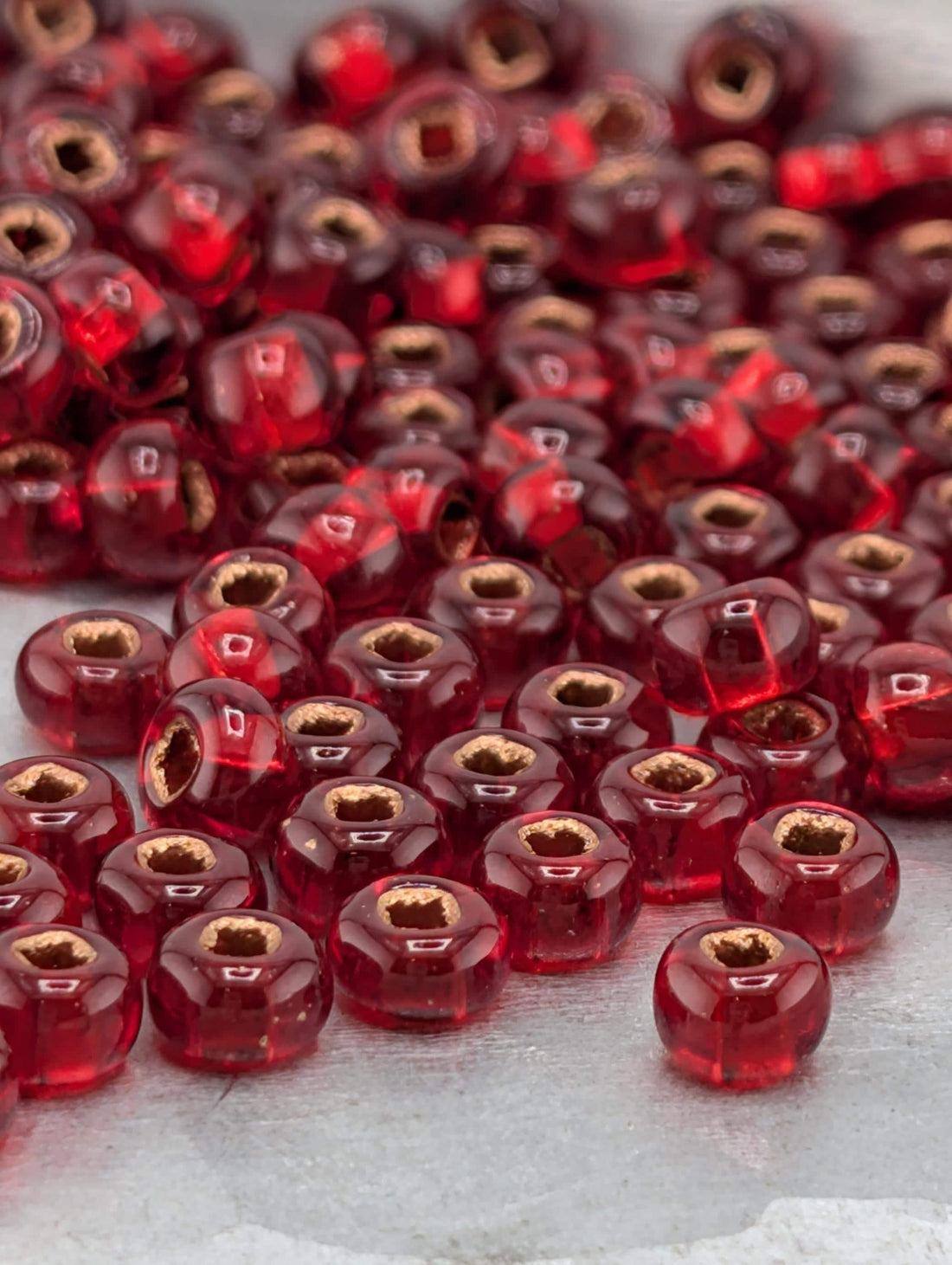 Translucent Ruby Red | Size 6 | 20g Tube | Preciosa-Ornela Glass Seed Beads