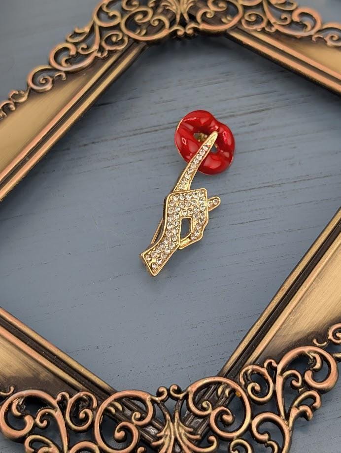 Delicate Gold Plated Brooch, Rhinestone Pin | Casual & Formal Wear