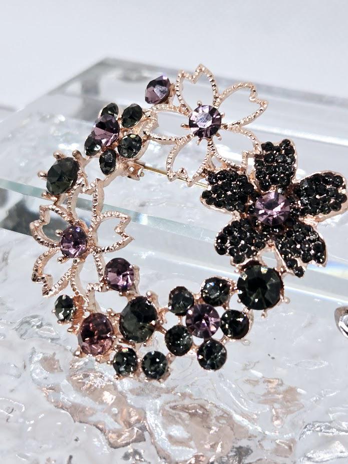 Rose Gold Floral Wreath Brooch