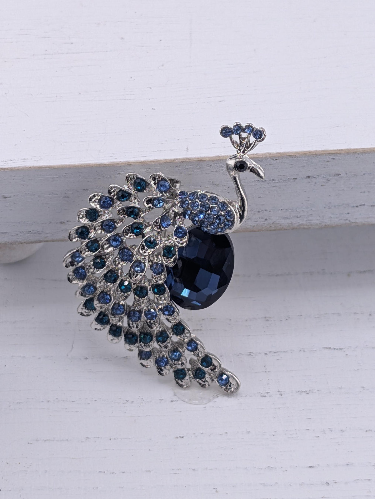 Peacock Feather Brooch, Colorful Enamel Pin | Silver Plated | 2 Inch