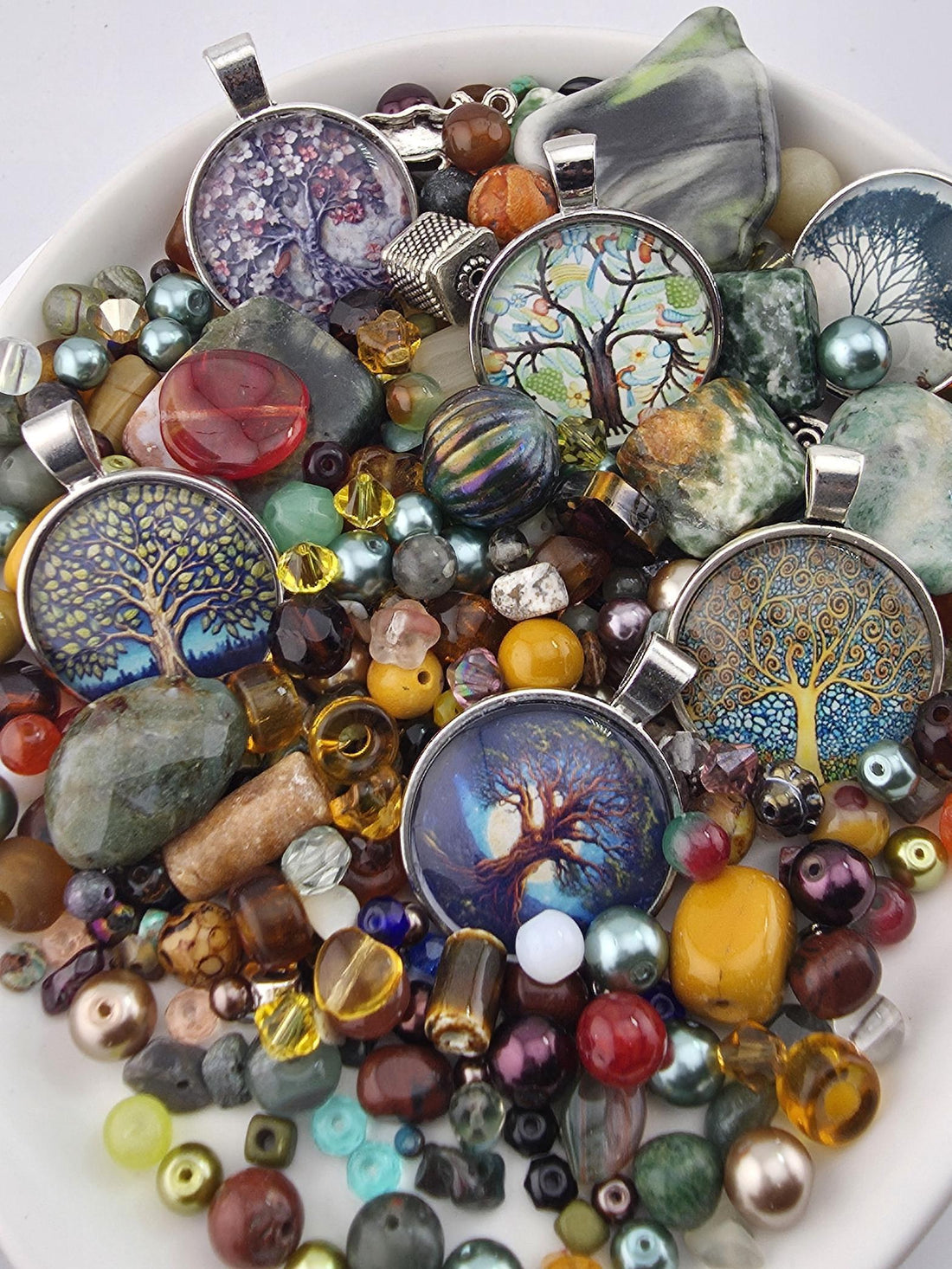 1 Fancy Jasper Beads Mix, Earth Tone Gemstones (2oz Jewelry Crafting)
