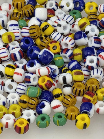Striped Czech Glass Beads - Colorful Seed Bead Mix Size 5/0
