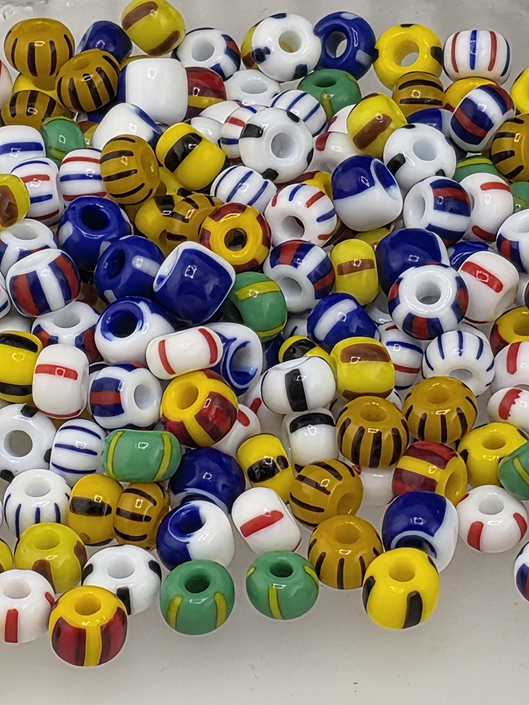 Striped Czech Glass Beads - Colorful Seed Bead Mix Size 5/0