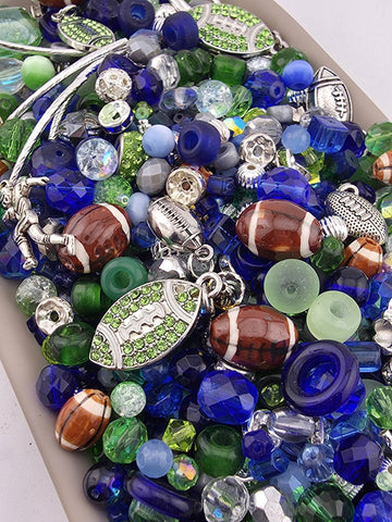 12th Strand Glass Beads, Mixed Green and Blue | Faceted Artisan Blend | 56g Jewelry Making