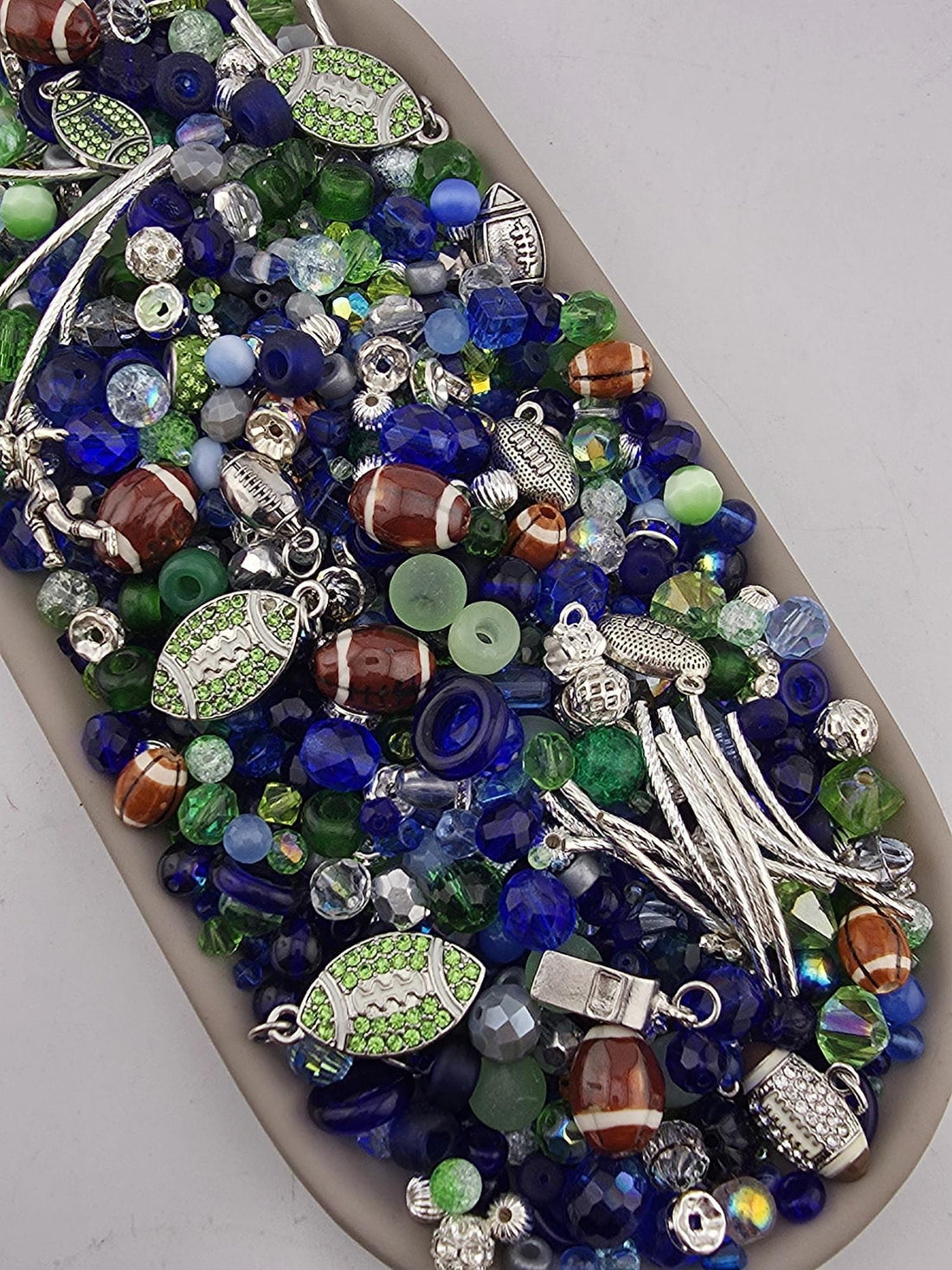 12th Strand Glass Beads, Mixed Green and Blue | Faceted Artisan Blend | 56g Jewelry Making