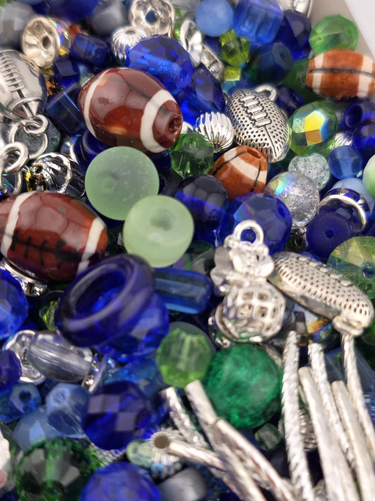 12th Strand Glass Beads, Mixed Green and Blue | Faceted Artisan Blend | 56g Jewelry Making
