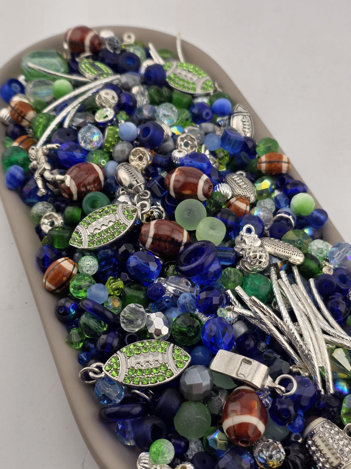 12th Strand Glass Beads, Mixed Green and Blue | Faceted Artisan Blend | 56g Jewelry Making