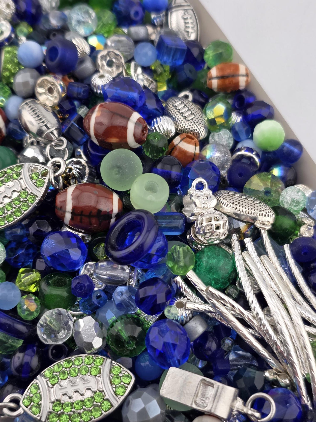 12th Strand Glass Beads, Mixed Green and Blue | Faceted Artisan Blend | 56g Jewelry Making