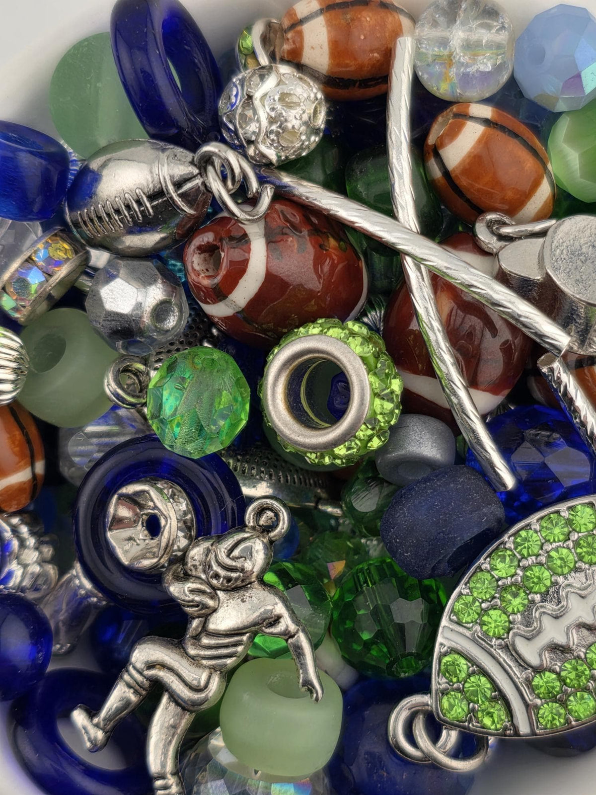 12th Strand Glass Beads, Mixed Green and Blue | Faceted Artisan Blend | 56g Jewelry Making