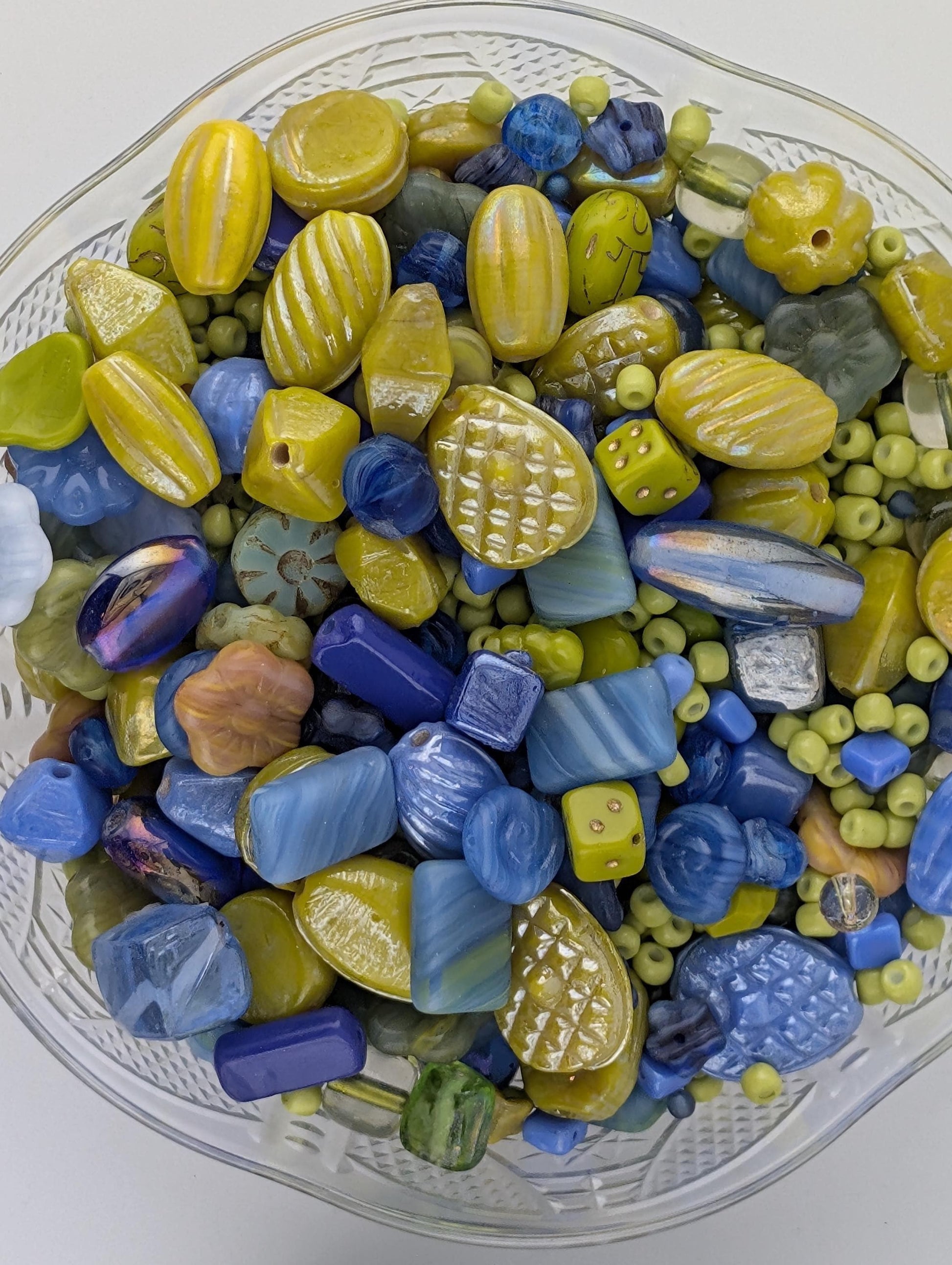 1 Czech Glass Bead Mix: Blueberry Limeade Palette (2oz Assortment)