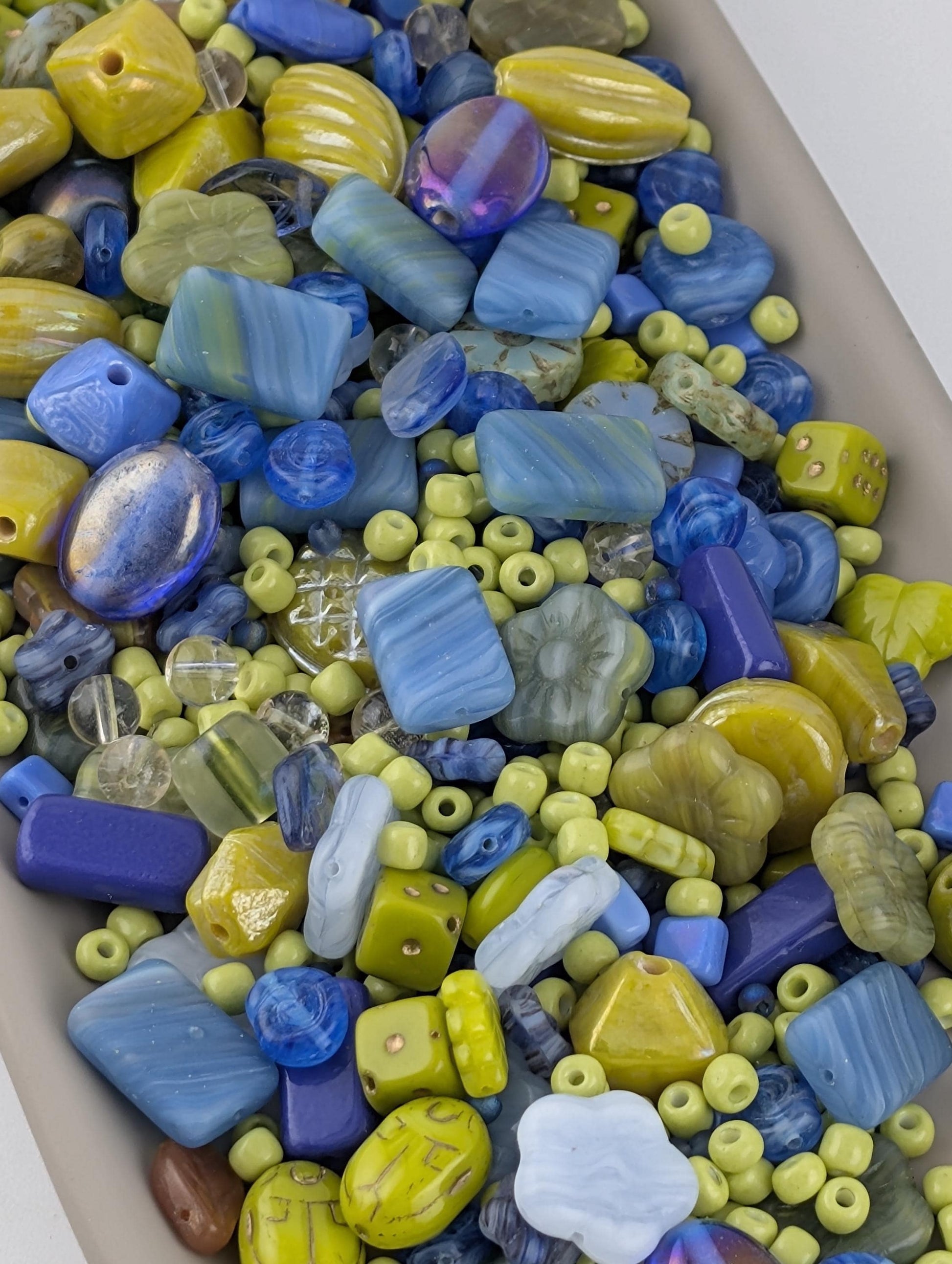 1 Czech Glass Bead Mix: Blueberry Limeade Palette (2oz Assortment)