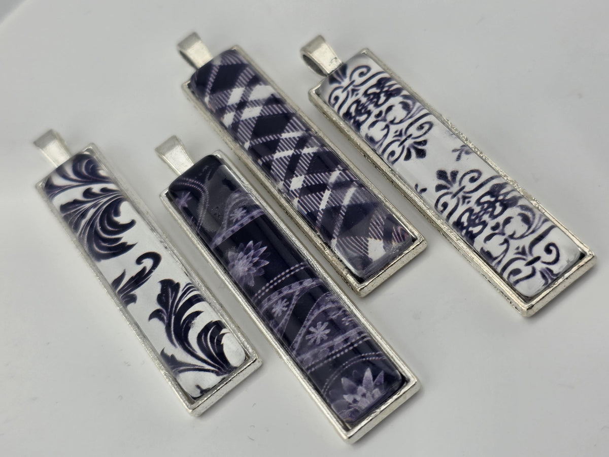 Smoke and Silver Bead Soup Mix | Black and White Damask Glass Beads | Toile Bar Cabochon Pendants | DIY Jewelry Making | Learise Curated Mix