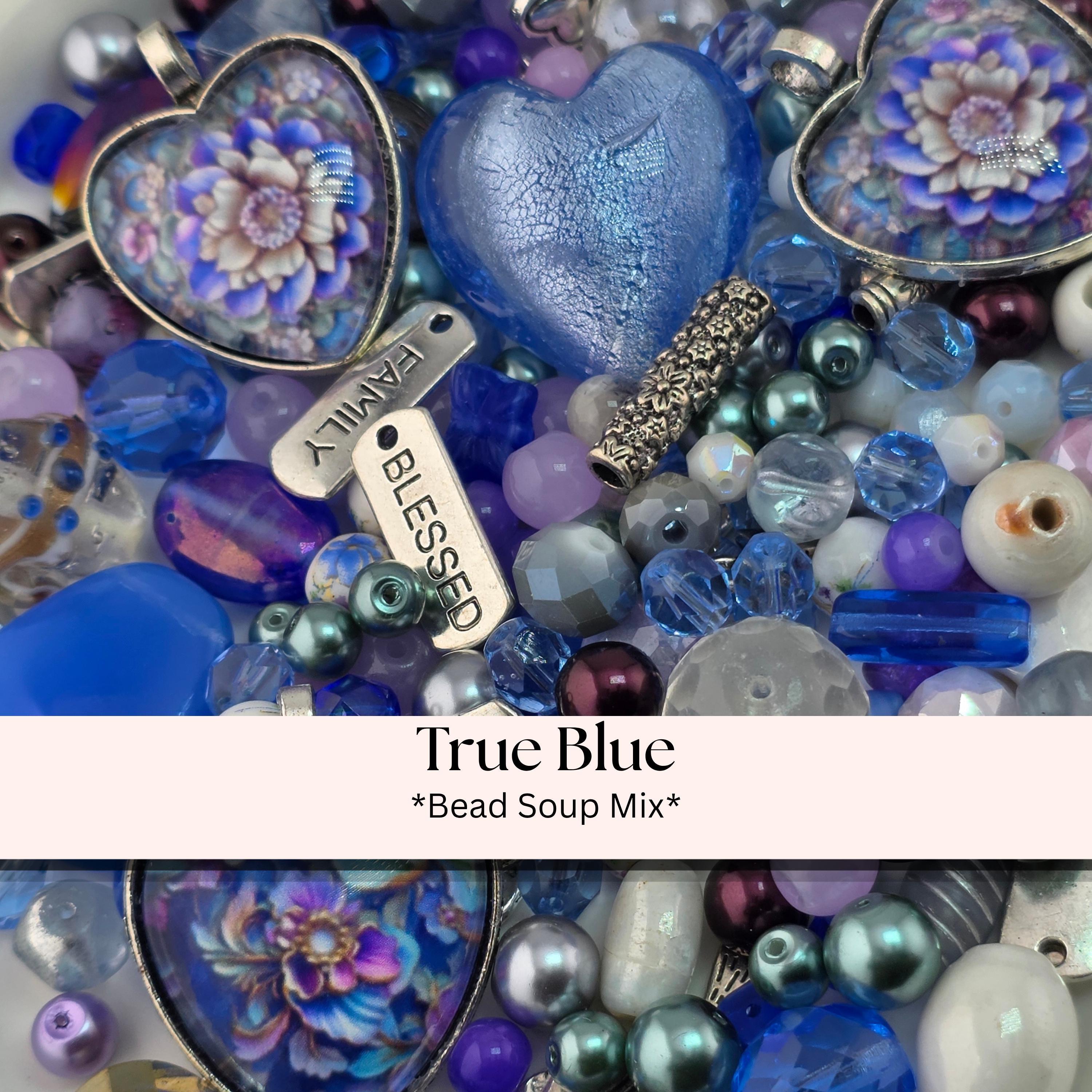 True Blue Bead Soup Mix | Cobalt Blue Glass Beads | Murano Heart and Sentiment Charm Pendants | DIY Jewelry Making | Learise Curated Mix