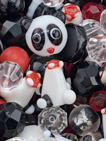 Panda Pop Glass Beads: Colorful Mixed Shapes (56g Package)