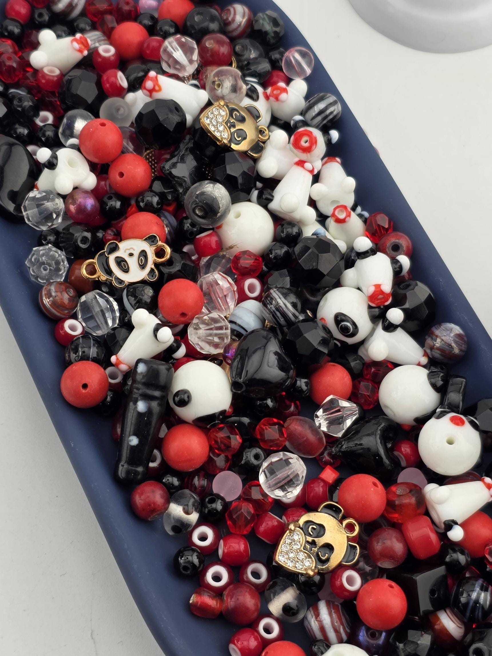 Panda Pop Glass Beads: Colorful Mixed Shapes (56g Package)