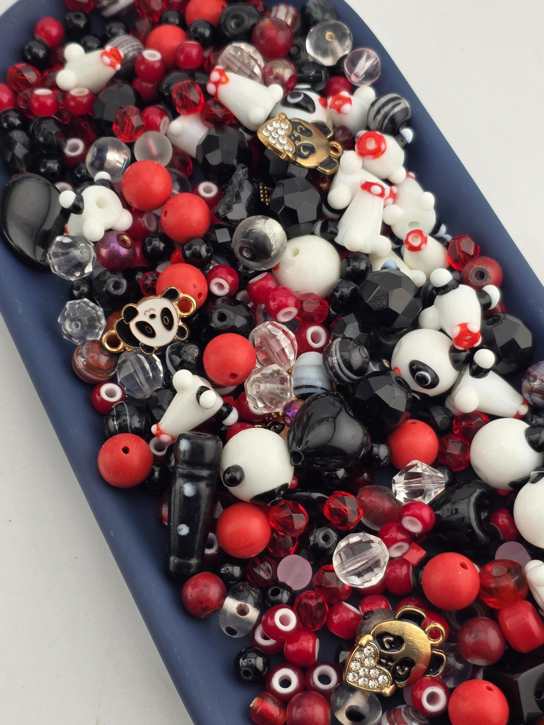 Panda Pop Glass Beads: Colorful Mixed Shapes (56g Package)