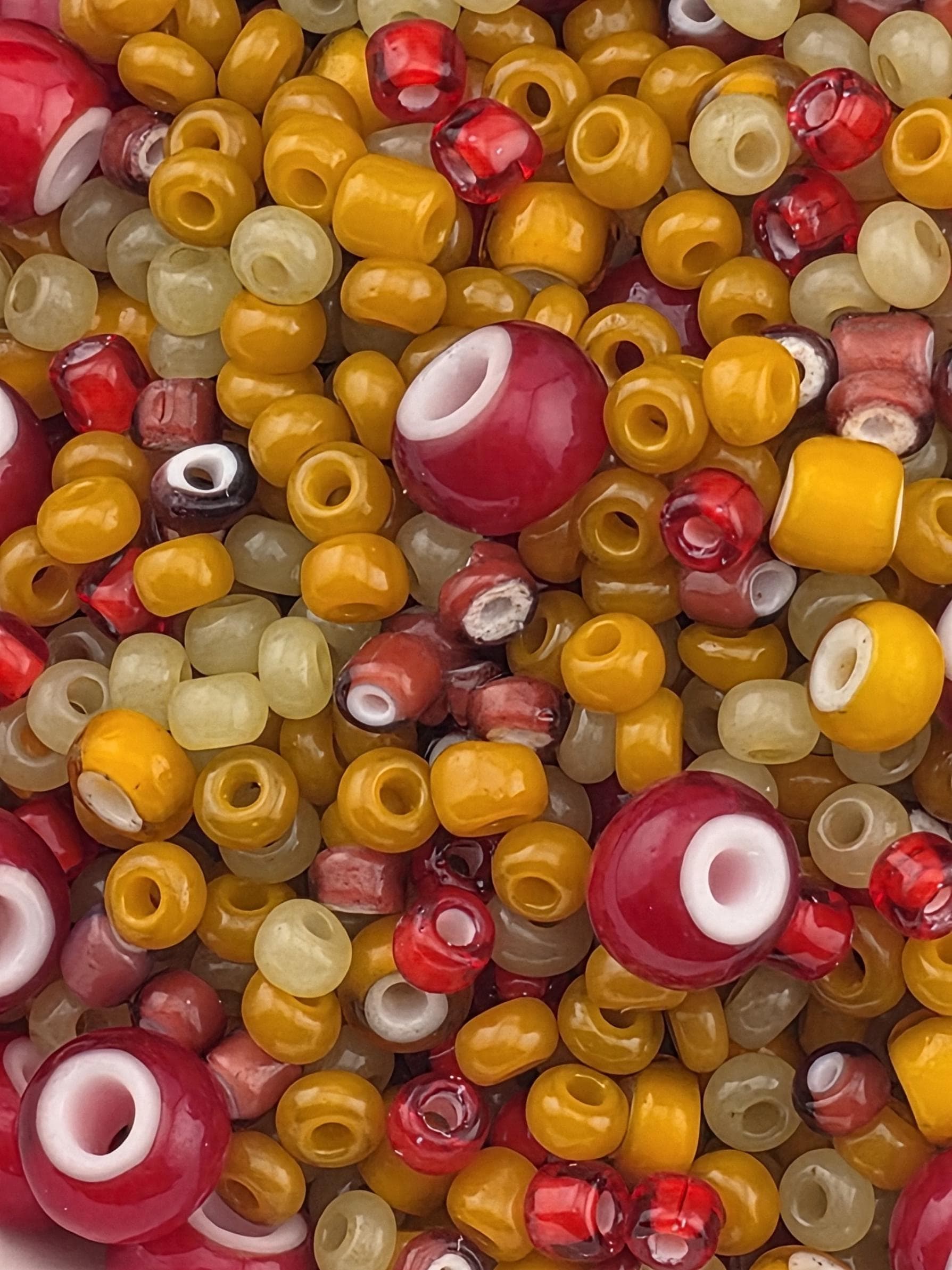 1 Savannah Sunset Trade Beads - Amber, Honey & Vintage Red Mix