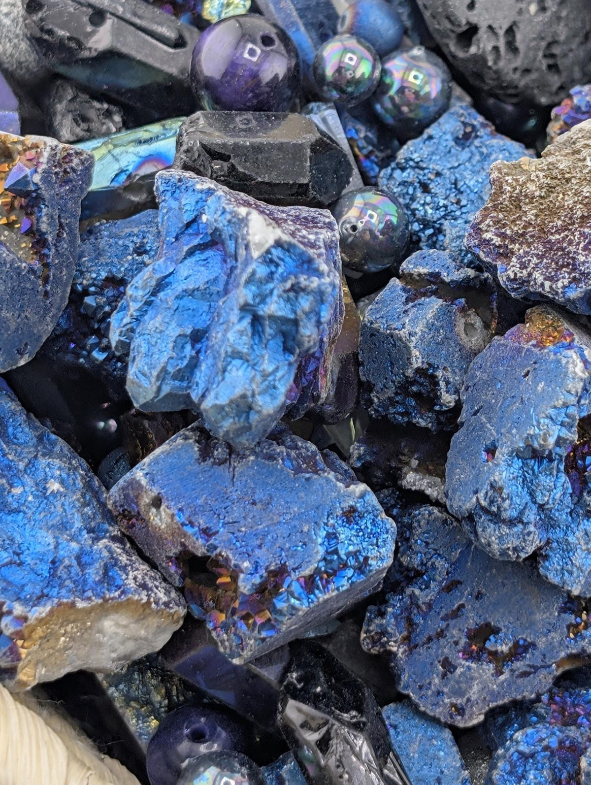 Gemstone Bead Soup: Titanium Rainbow Mix | Lava Rock, Natural Elements
