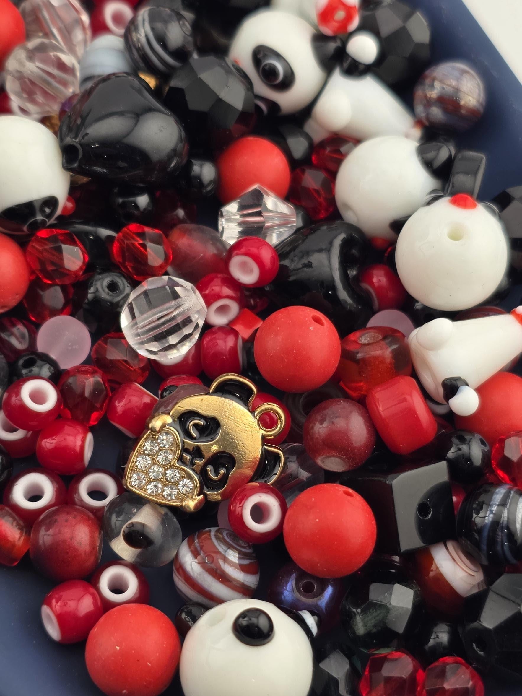 Panda Pop Glass Beads: Colorful Mixed Shapes (56g Package)