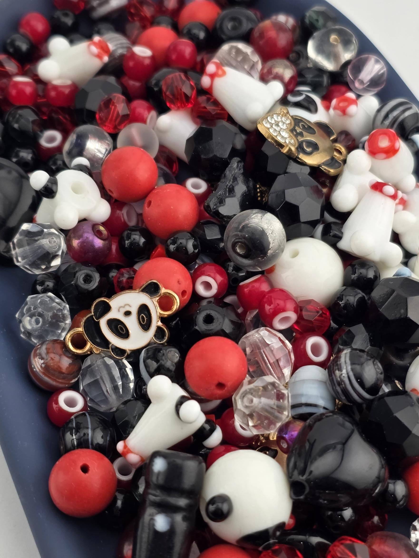 Panda Pop Glass Beads: Colorful Mixed Shapes (56g Package)