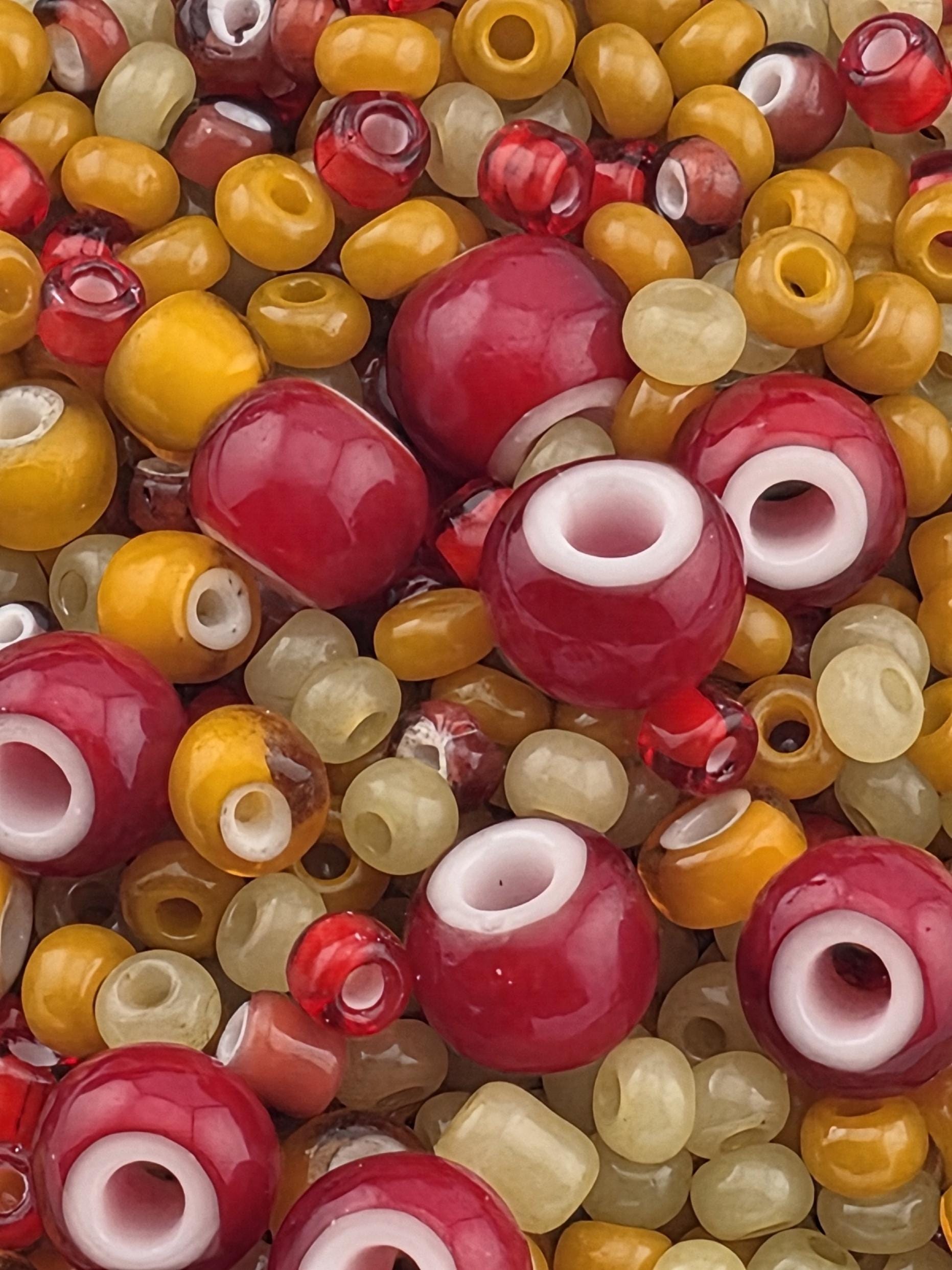 1 Savannah Sunset Trade Beads - Amber, Honey & Vintage Red Mix