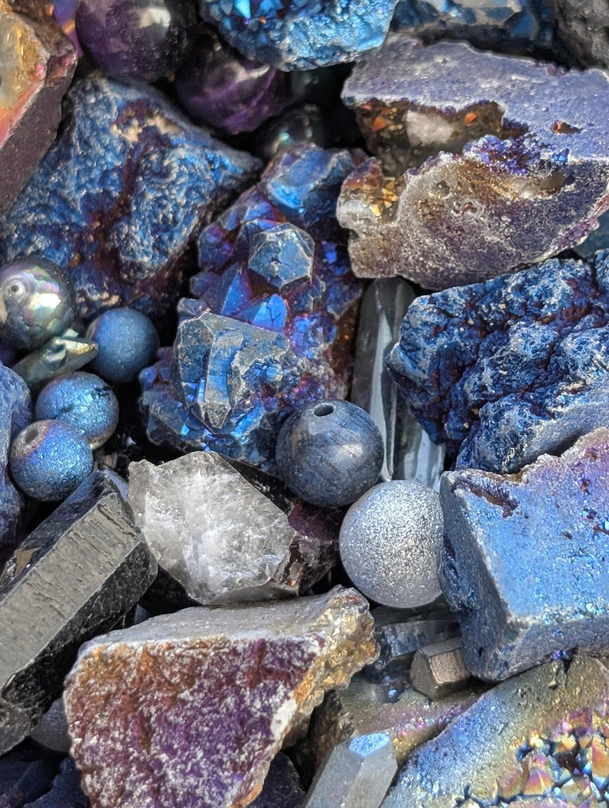 Gemstone Bead Soup: Titanium Rainbow Mix | Lava Rock, Natural Elements