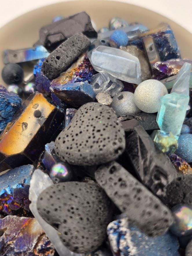 Gemstone Bead Soup: Titanium Rainbow Mix | Lava Rock, Natural Elements